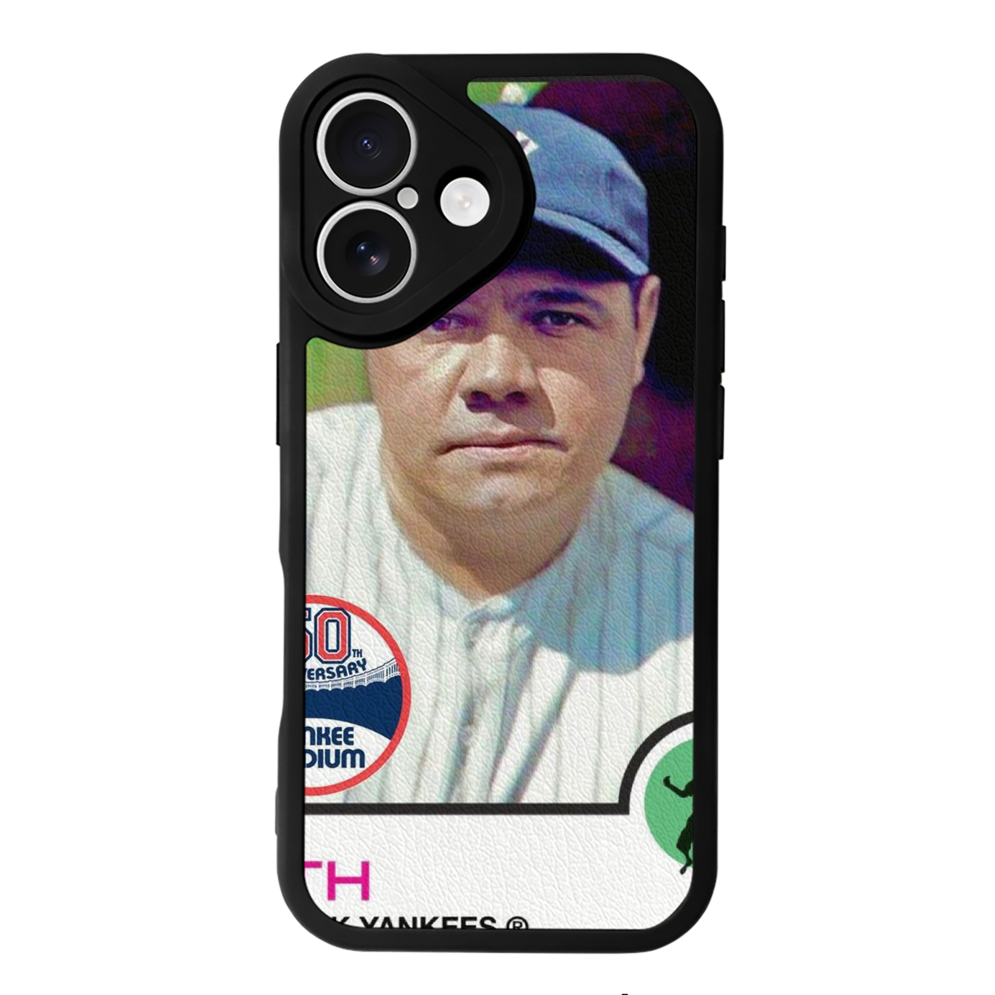 Babe Ruth 40 IPhone 16 Silicone Leather Case – UV Print, Lambskin Texture – Perfect Fit, Wireless Charging Compatible, Scratch Resistant, Precise Cutouts – Stylish Protection For IPhone 16